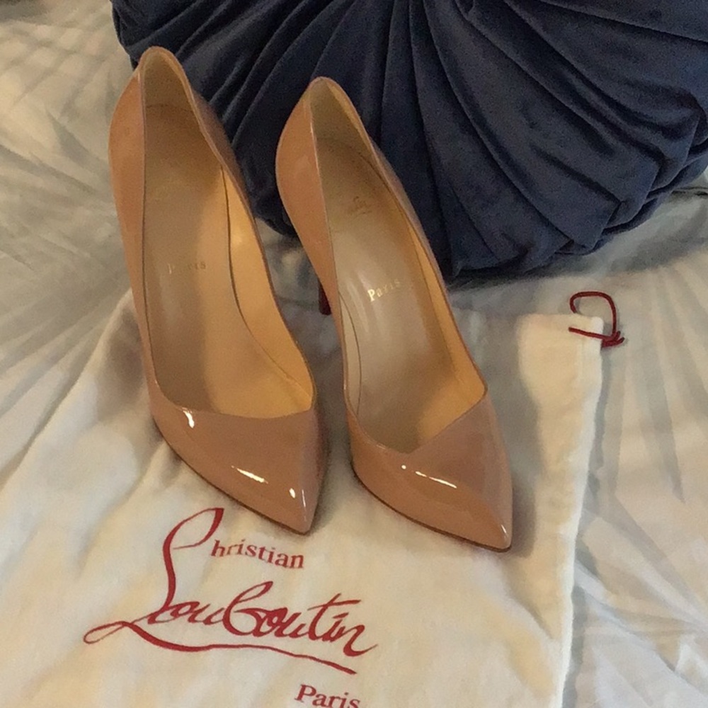 Christian Louboutin Nude Patent Leather Pumps high heels